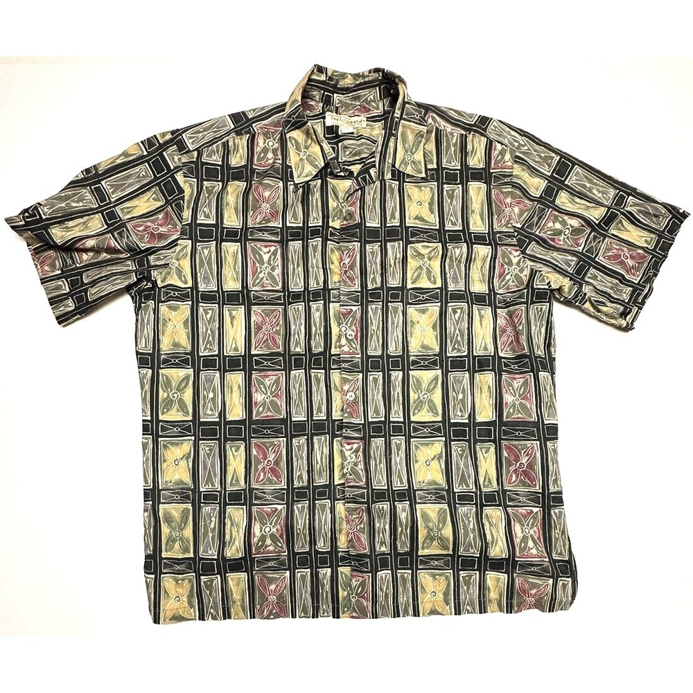Tori Richard Mens Size XL Hawaiian Short Sleeve Geometric Print Shirt Geometric